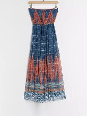 Chic Women's Maxi Dress in Orange and Blue